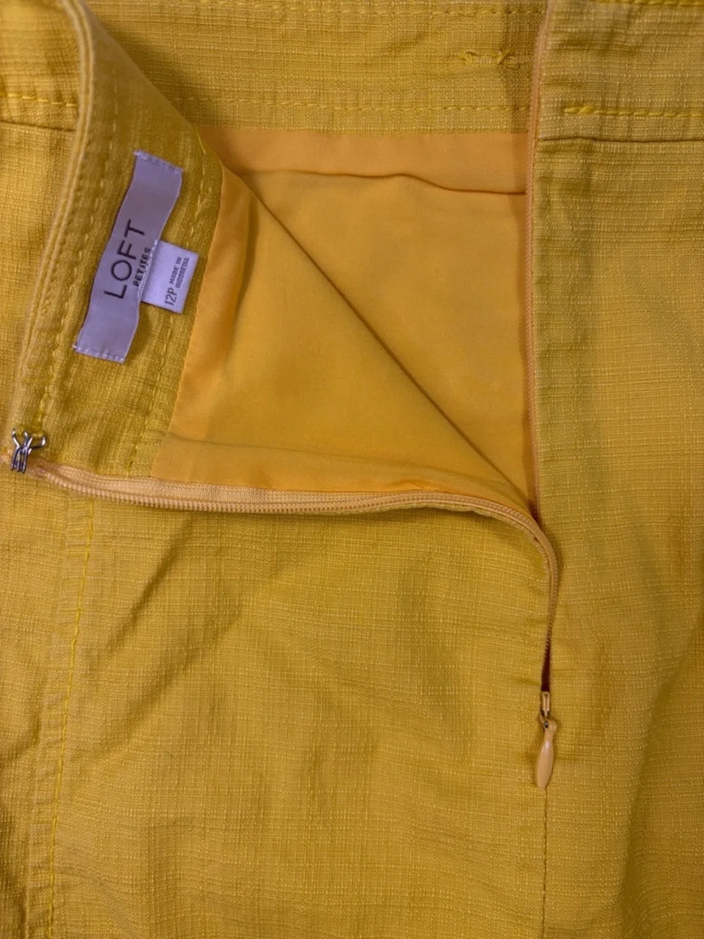 LOFT Sunflower Yellow Faux Button-Front Mini Skirt | Size 12P